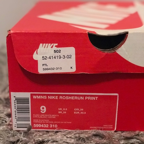 Nike Roshe Run Print- Flash Lime/White Shoes - Picture 7 of 7